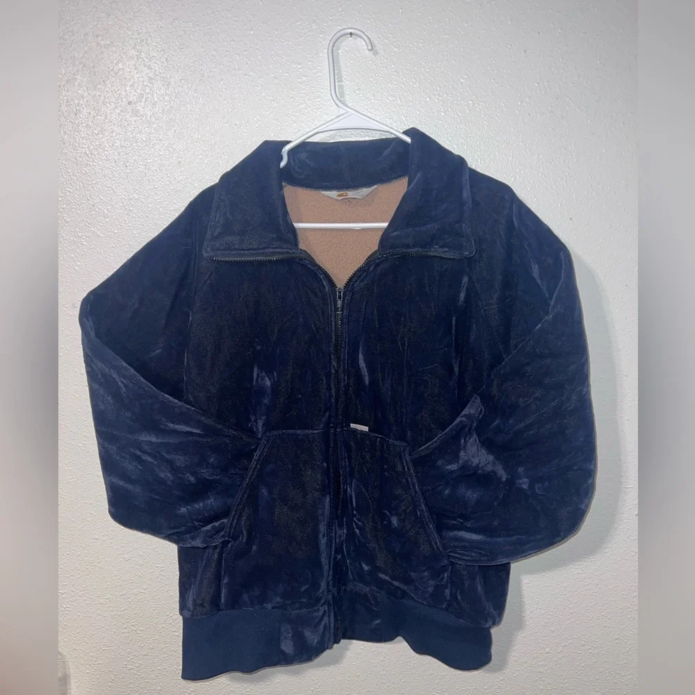 Vintage Carhartt Mens Velour Jacket Blue - Picture 1 of 5